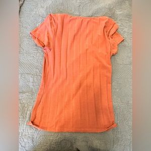 Cute coral/pink, square neck, fitting.